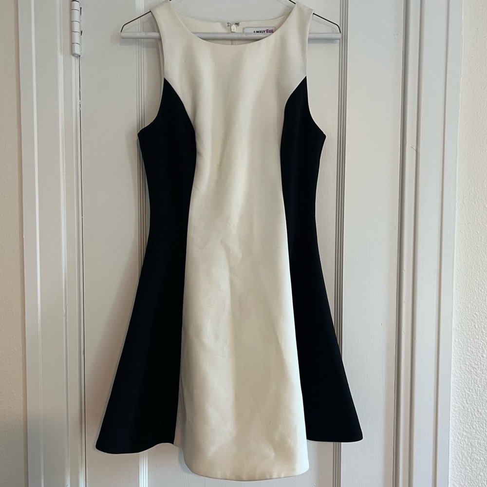 Likely Black and White Color Block Dress